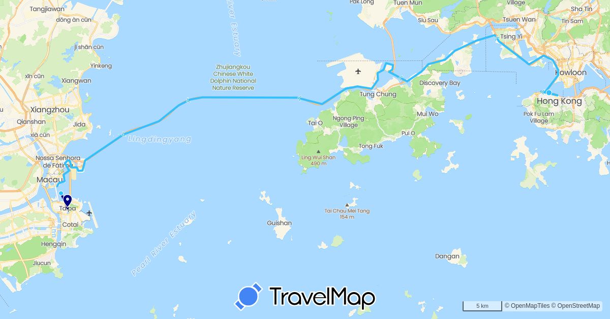 TravelMap itinerary: driving, boat in China (Asia)